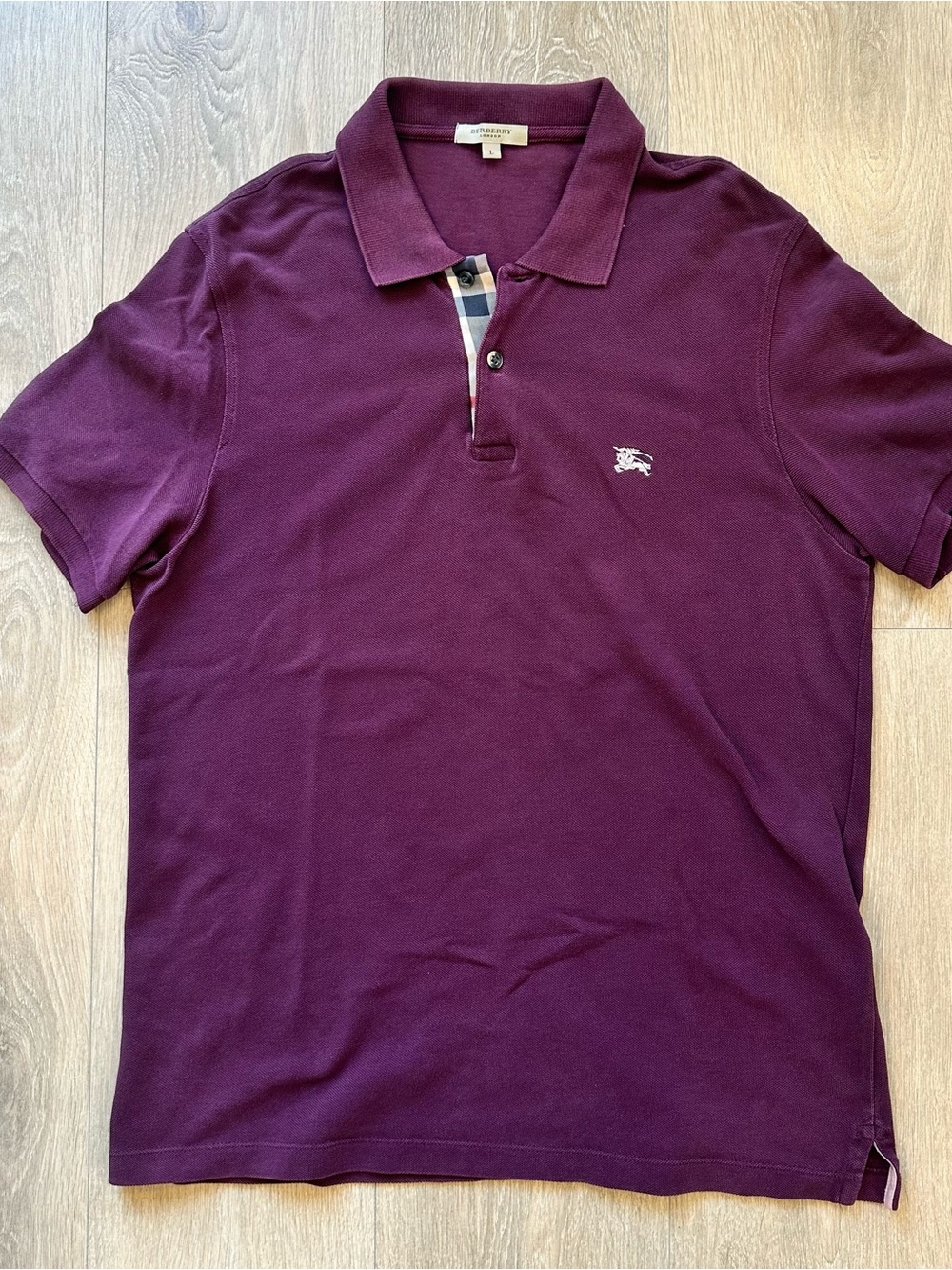 Burberry Men's Polo Shirt in Burgundy Size Large